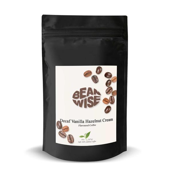 Beanwise Decaf Vanilla Hazelnut Cream Flavoured Coffee Beans (8oz)